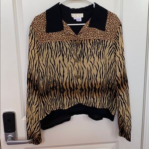 CACHE vintage 80s animal print top